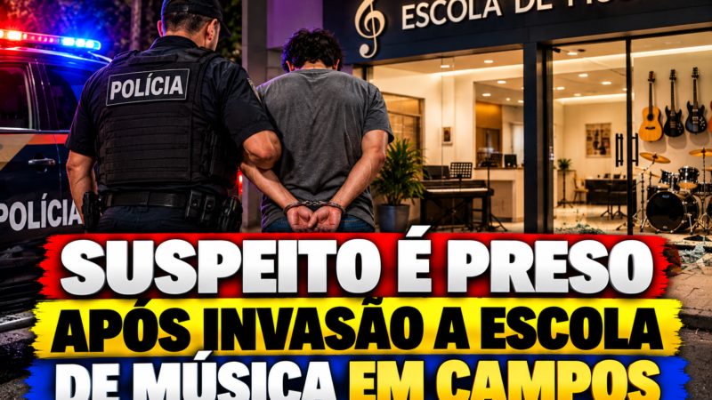 Suspeito é preso após invasão a escola de música em Campos